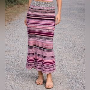 Tanya Taylor Multicolor Striped Maxi Skirt